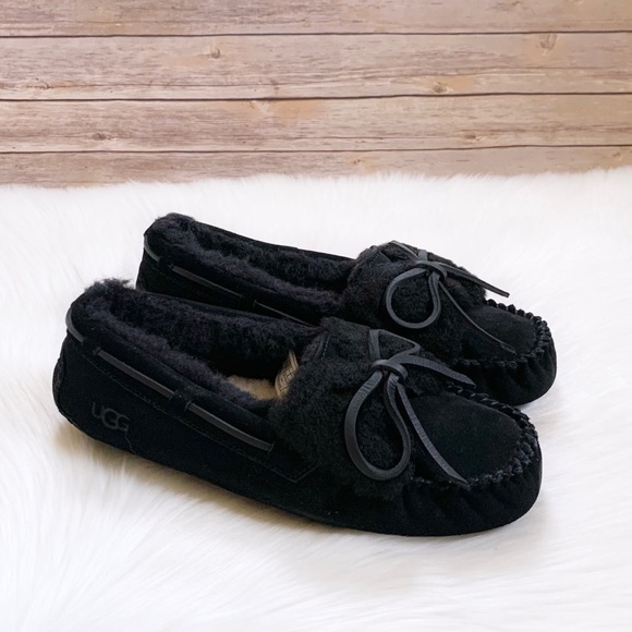 UGG Shoes - UGG Dakota Double Bow Black Suede Slippers